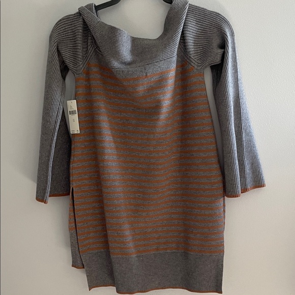 Anthropologie Gray and Orange Brown Striped Women's Sweater Fall NWT $120 XS - Picture 8 of 8
